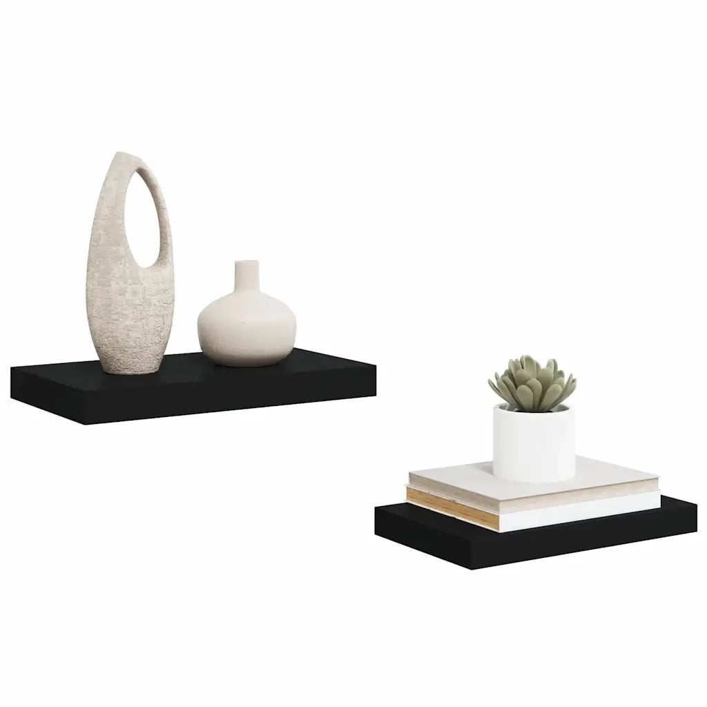 2 pz Scaffali a Parete | Ripiano a parete | Mensole a Parete Neri 40x23x3,8 cm in MDF