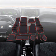 Accessori di protezione per Peugeot 2008 e-2008 P24 2020-2023 2024, set di 12 mattonelle antislip per console centrale, contenitore di stivaggio e becheriera in PVC.
