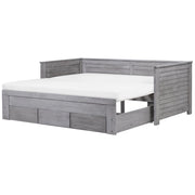 Letto Allungabile Legno MDF Grigio 3 Cassetti a Doghe 90/180 x 200 cm