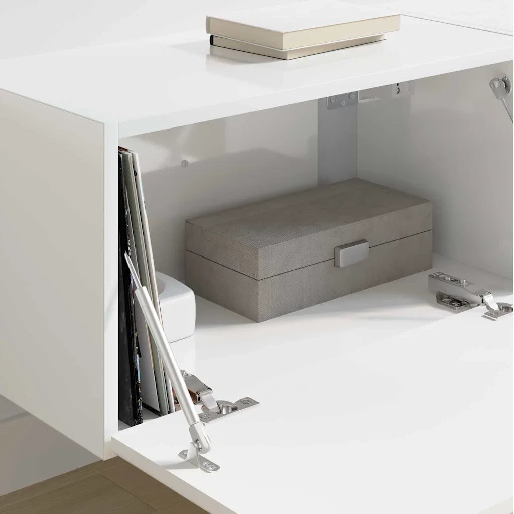 Mobile TV da parete 2 pcs Bianco Lucido 60 x 31 x 29,5 cm