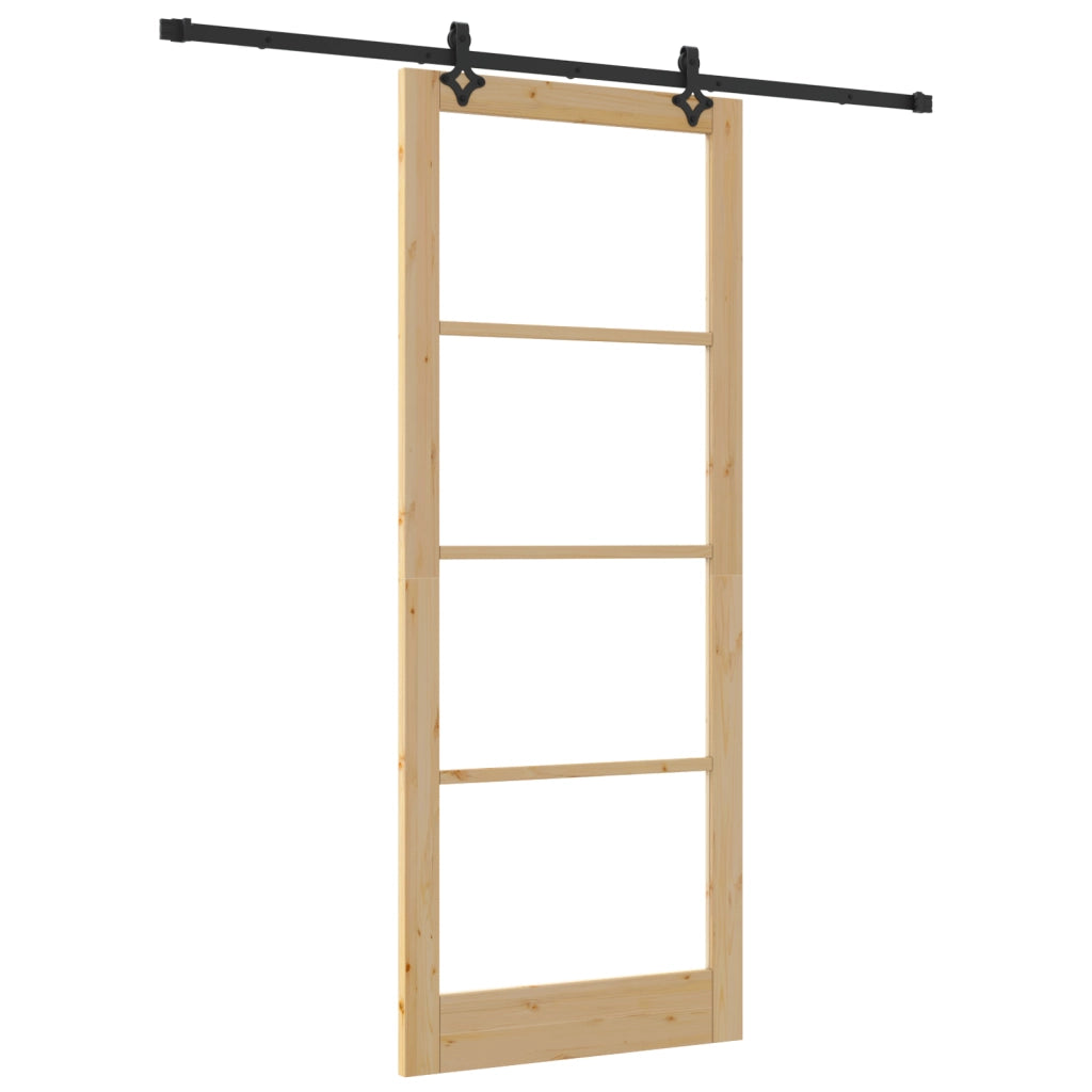 Porta Scorrevole  con Kit Hardware 93x232 cm Legno Massello Pino