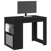 Scrivania con Cassetto e Ripiano Rovere nero Legno Multistrato 858687