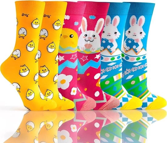 Paasokken per Bambola per Adulto - 3 Paia di Calze Carine per Misura 37-43 come Regalo di Pasqua per Lui e Lei