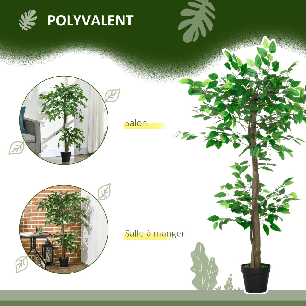 Ficus Artificiale Pianta Decorativa ¨C zephmum ¨C 120 cm Verde Realistico con Vaso