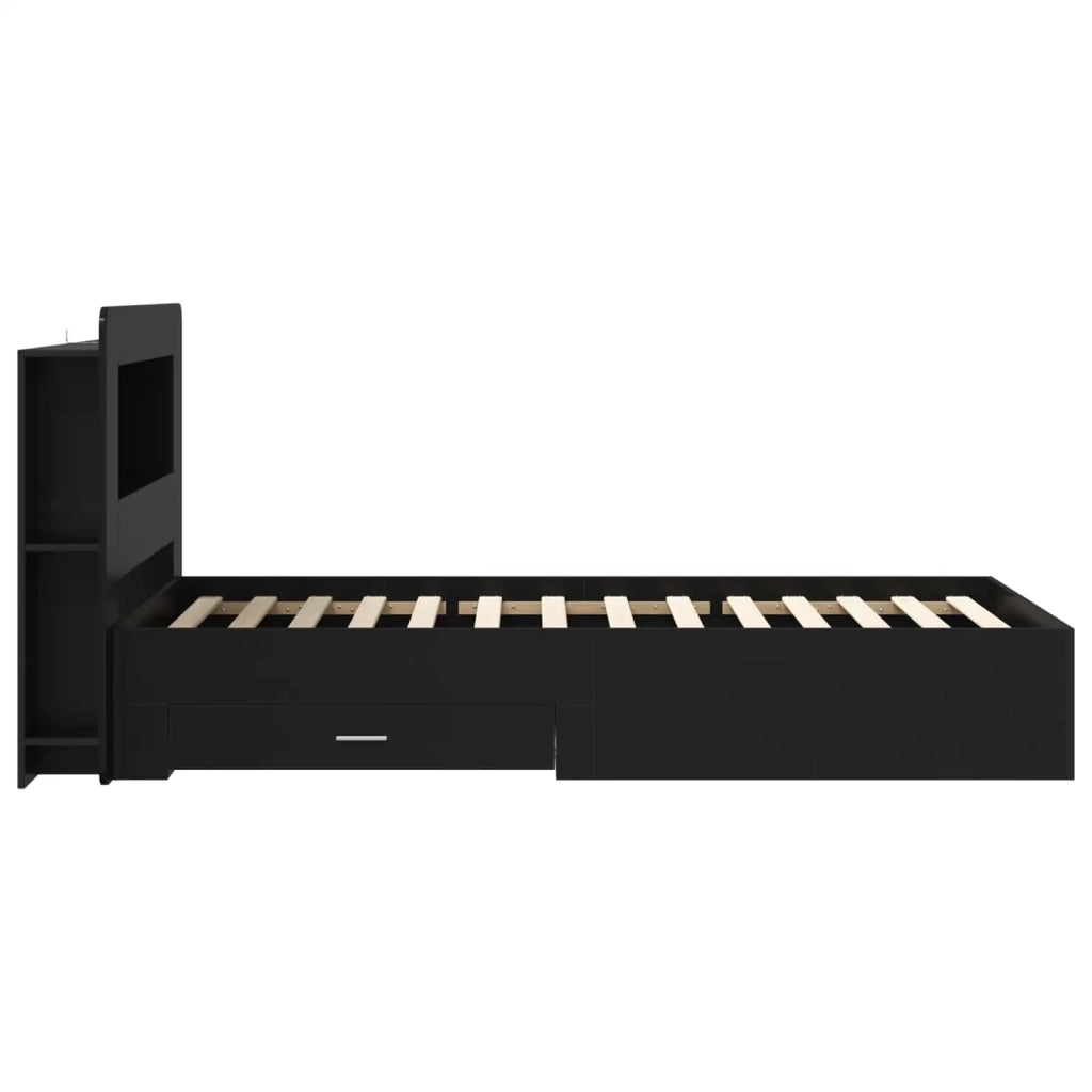 Telaio del letto con storage con cassetto Nero 75 x 190 cm 3433801