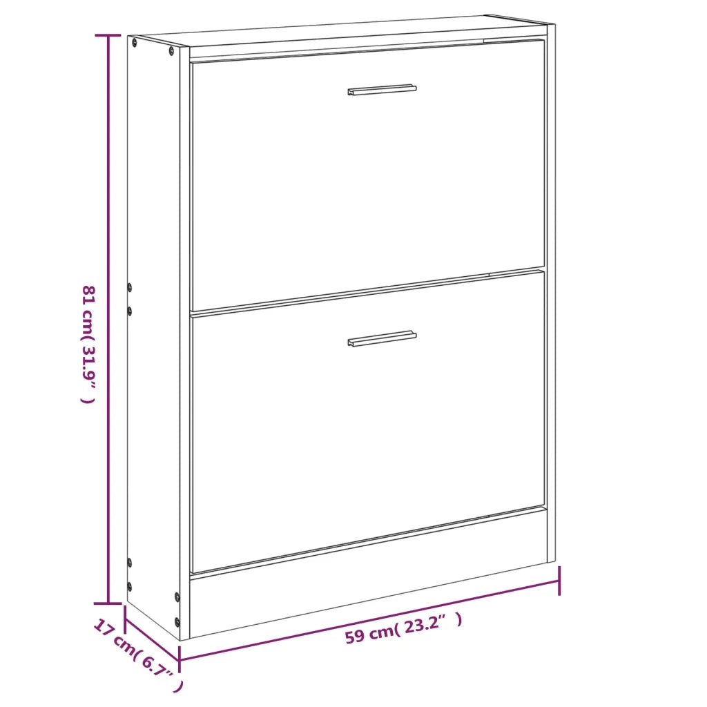 Scarpiera Bianco Lucido 59x17x81 cm in Legno Multistrato 342538