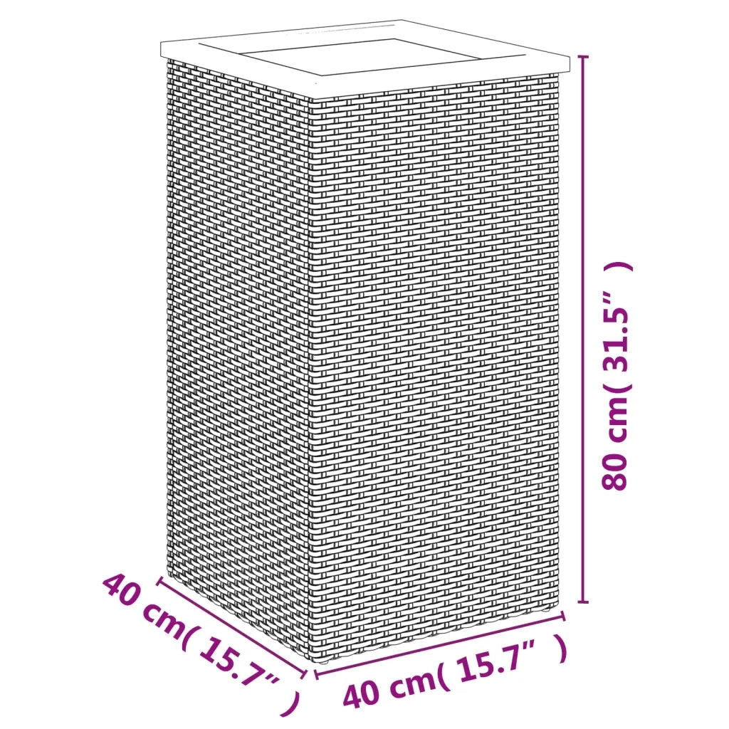 Fioriera Nera 40x40x80 cm in Polyrattan 319415