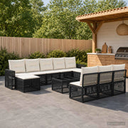 Set Divano da Giardino 11 pz Nero e Bianco Crema polyrattan 3435247
