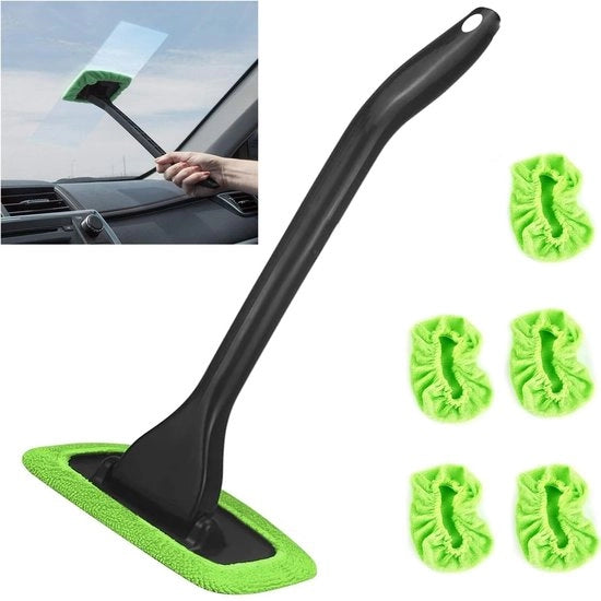 Kit di pulizia parabrezza 5 pezzi, pennello per pulire vetri, asciugamani di carta riciclabili per interno, spazzole per auto sporche (verde)
