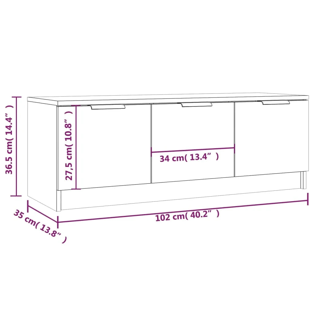 Mobile TV multimediale mensola TV credenza TV sala da pranzo soggiorno camera da letto rovere affumicato 102 x 35 x 36,5 cm legno ingegnerizzato marrone 02_0027287