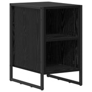Comodino | Armadio da Notte | Mobiletto da notte Rovere Nero 39.5 x 30 x 50 cm Legno multistrato