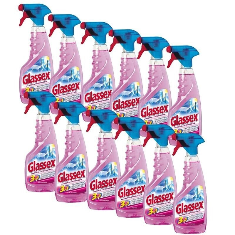 GLASSEX SET 12 PZ MULTIUSO SPRAY ACETO 3IN1 500ML