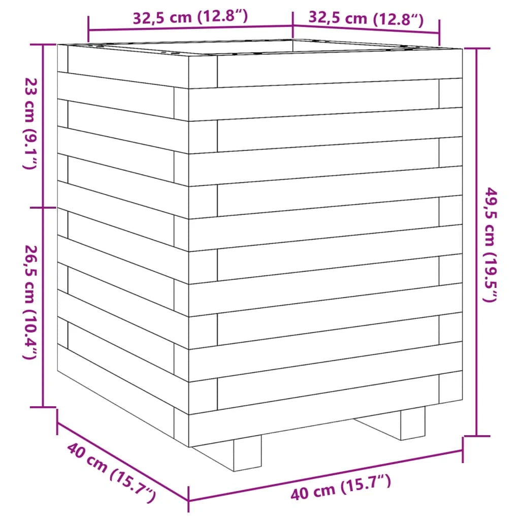 Fioriera rialzata per piante e fiori terrazza giardino 40 x 40 x 49,5 cm legno di pino impregnato marrone 02_0037565
