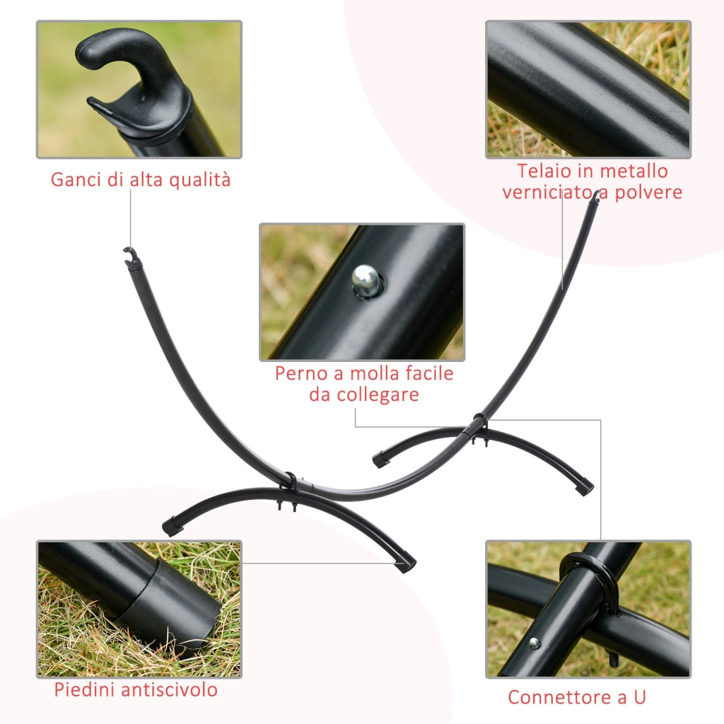 Struttura Amaca da Giardino 300x90x100 cm in Metallo Nero