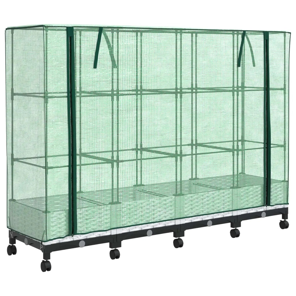 Vaso da Giardino con Copertura per Serra e Ruote 4 pz Bianco PP 3423142