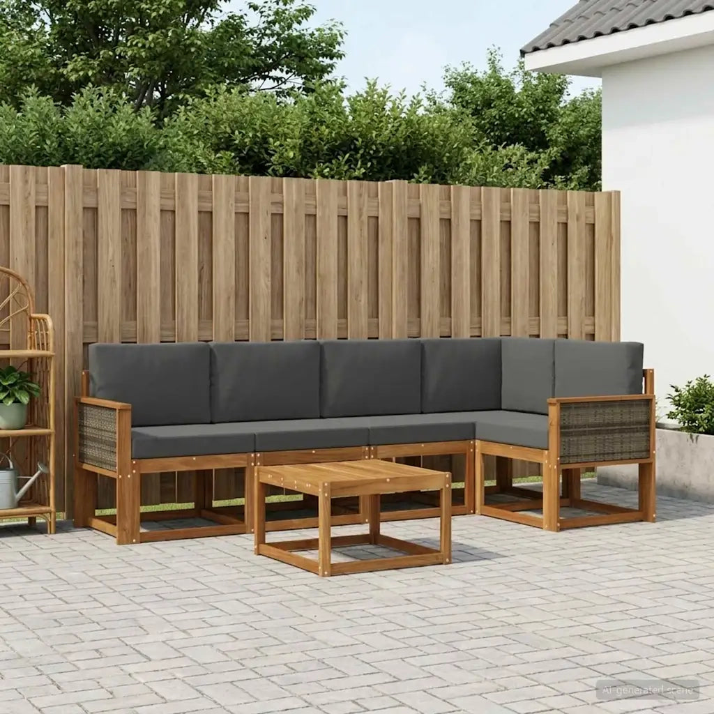 Set di divani da esterno con cuscino 6 pcs Naturale e Antracite 3385228