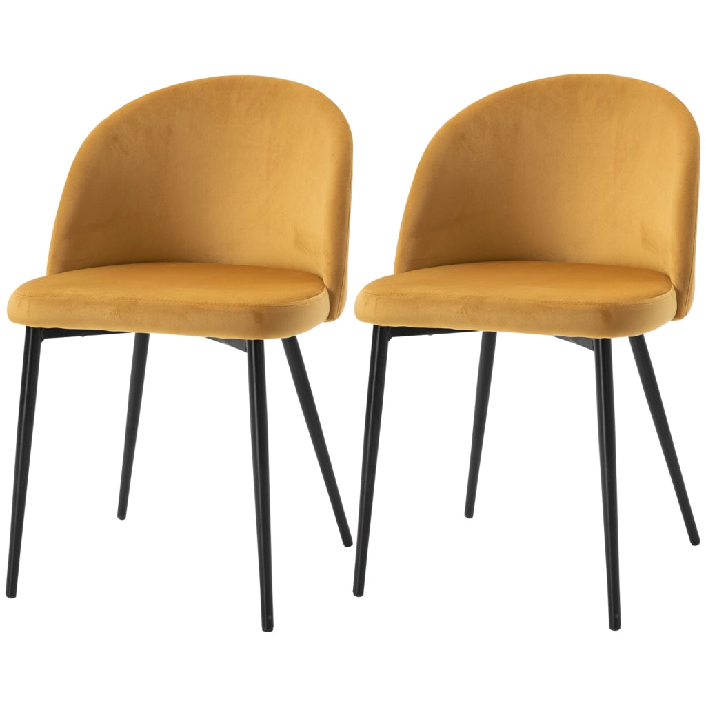 Sedia da pranzo imbottita ¨C zephmum ¨C velluto giallo, gambe in metallo
