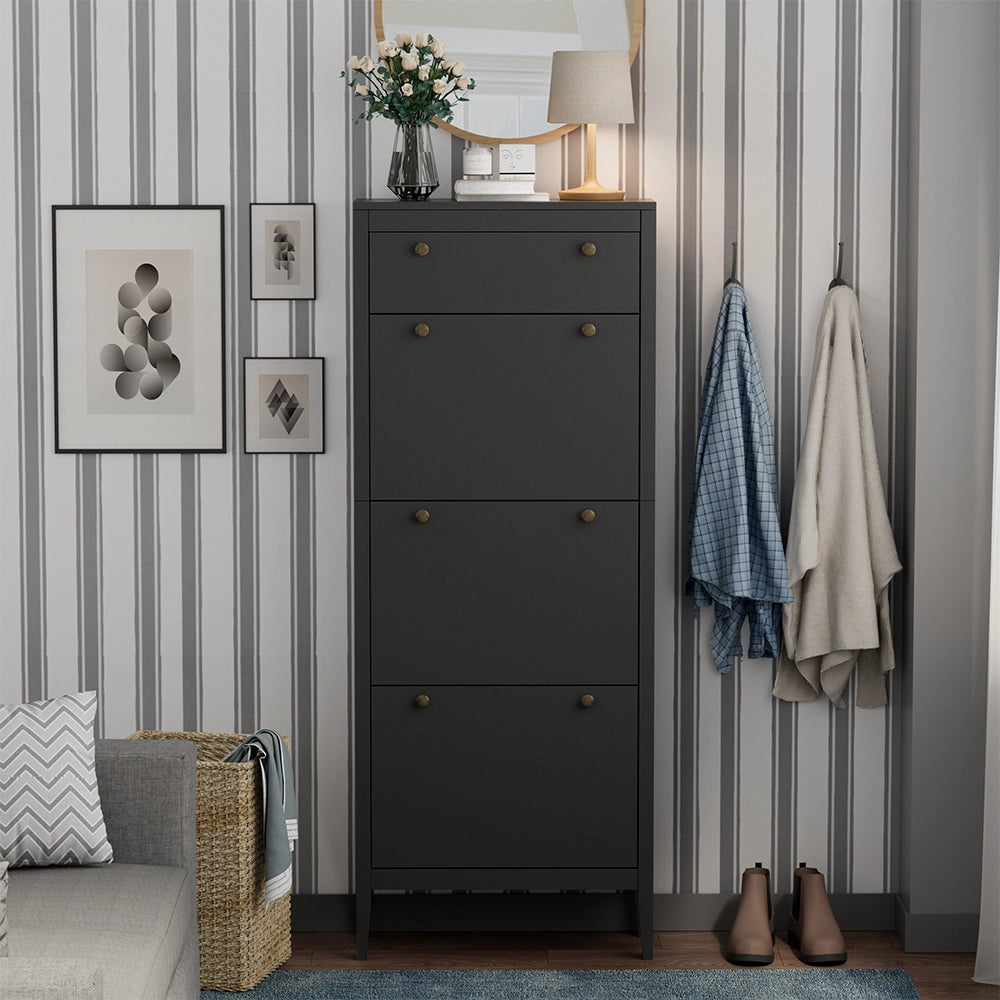 Vicco Armadio per le scarpe Nero 60 x 153 cm 3 scomparti