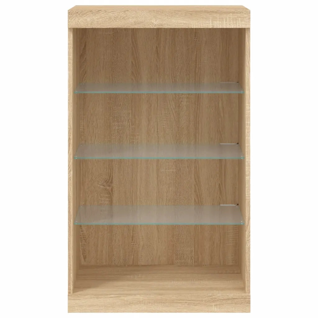 Credenza con Luci LED-Buffet-Armadio da cucina Rovere Sonoma 60,5x37x100 cm 815941
