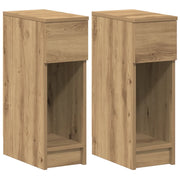 Set di 2 Comodini | Armadio da Notte | Mobiletto da notte con Cassetto Rovere Artigianale 20x36x60 cm