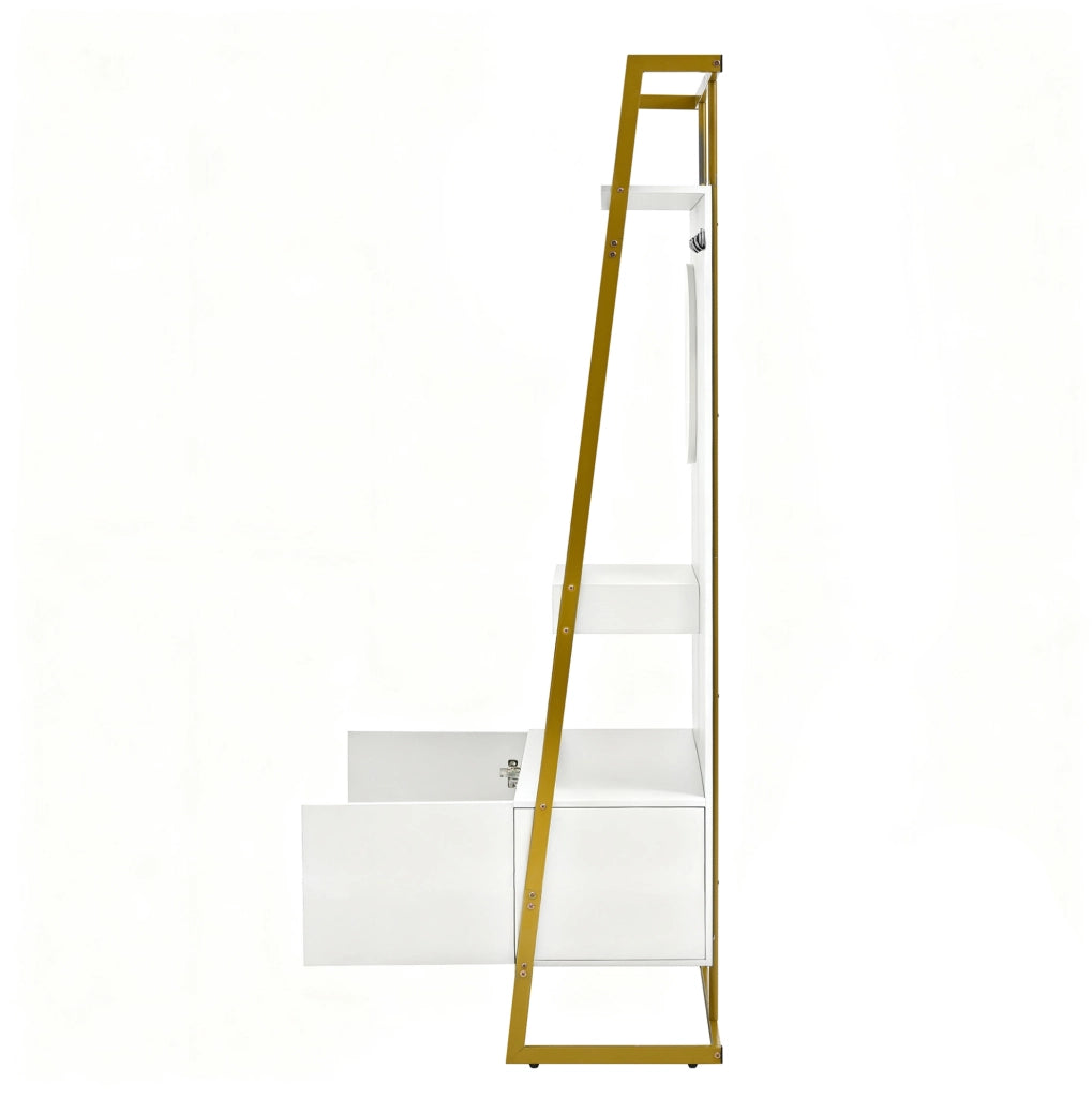 Mobile ingresso compatto con specchio; ganci e scarpiera; 78x38;5x180;5 cm; bianco in MDF
