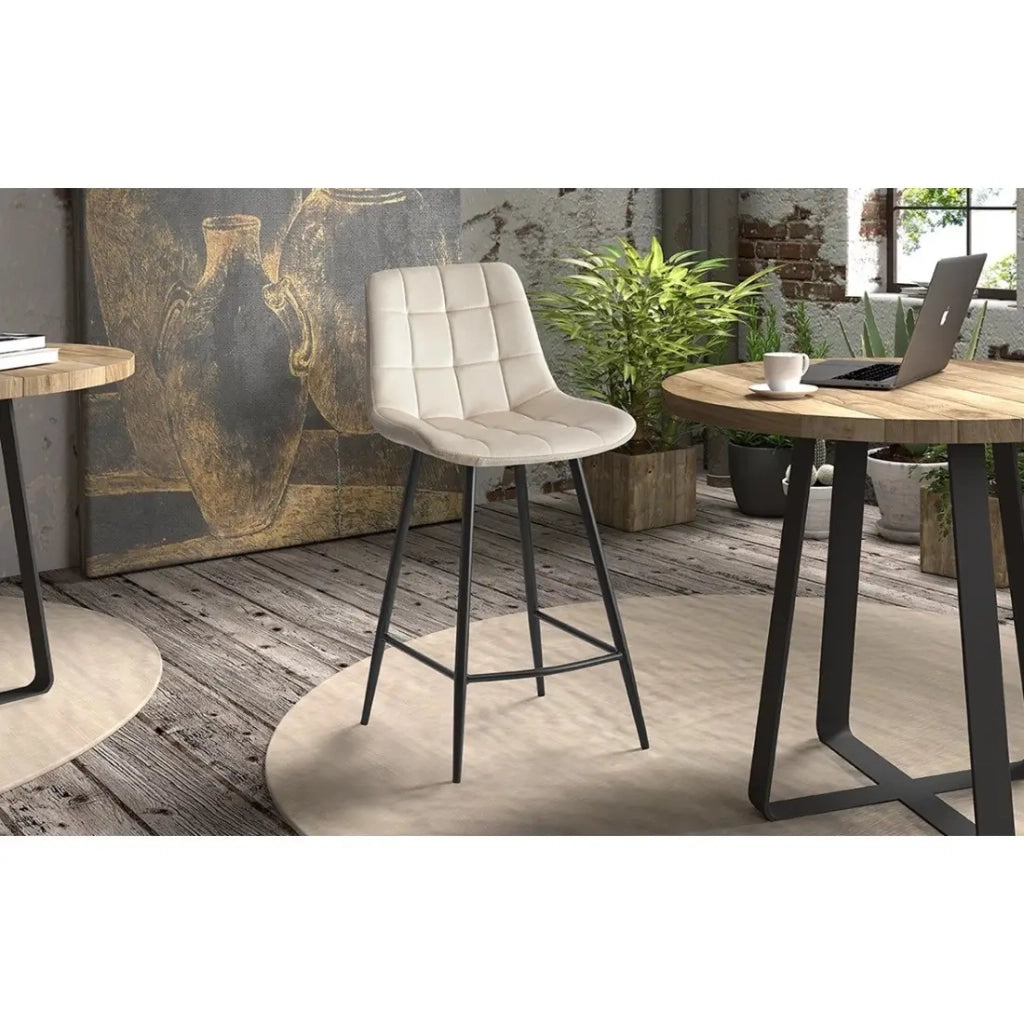 Sedia da banco JUTE – Velluto beige – Stile contemporaneo H95 cm