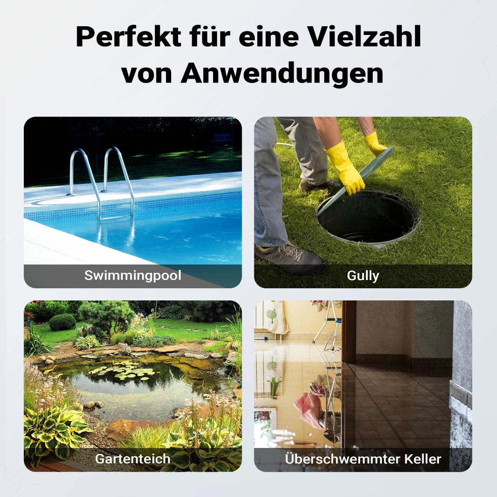 Pompa sommersa con sensore 400 W, pompa a immersione per acque chiare con 2 modalità di funzionamento, 7300 l/h, prevalenza 7,5 m, profondità 7 m