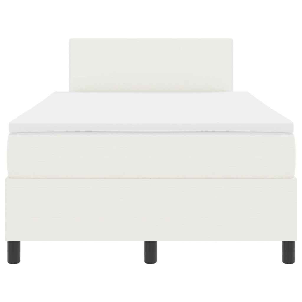 Letto con Box Spring con Materasso & Luce LED Crema Piccolo Matrimoniale Tessuto Corduroy