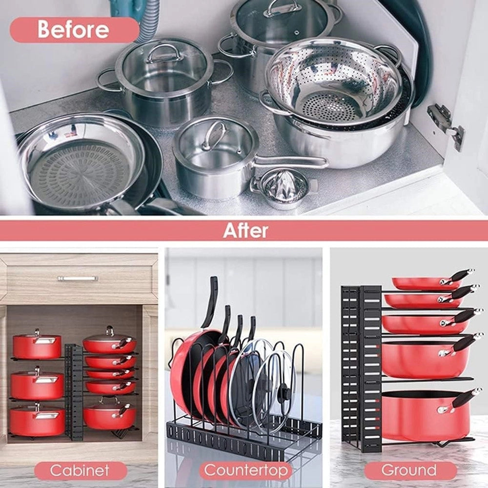 Trade Shop - Organizzatore Estensibile Regolabile Per Pentole Padelle A 8 Livelli Organizer Cucina -