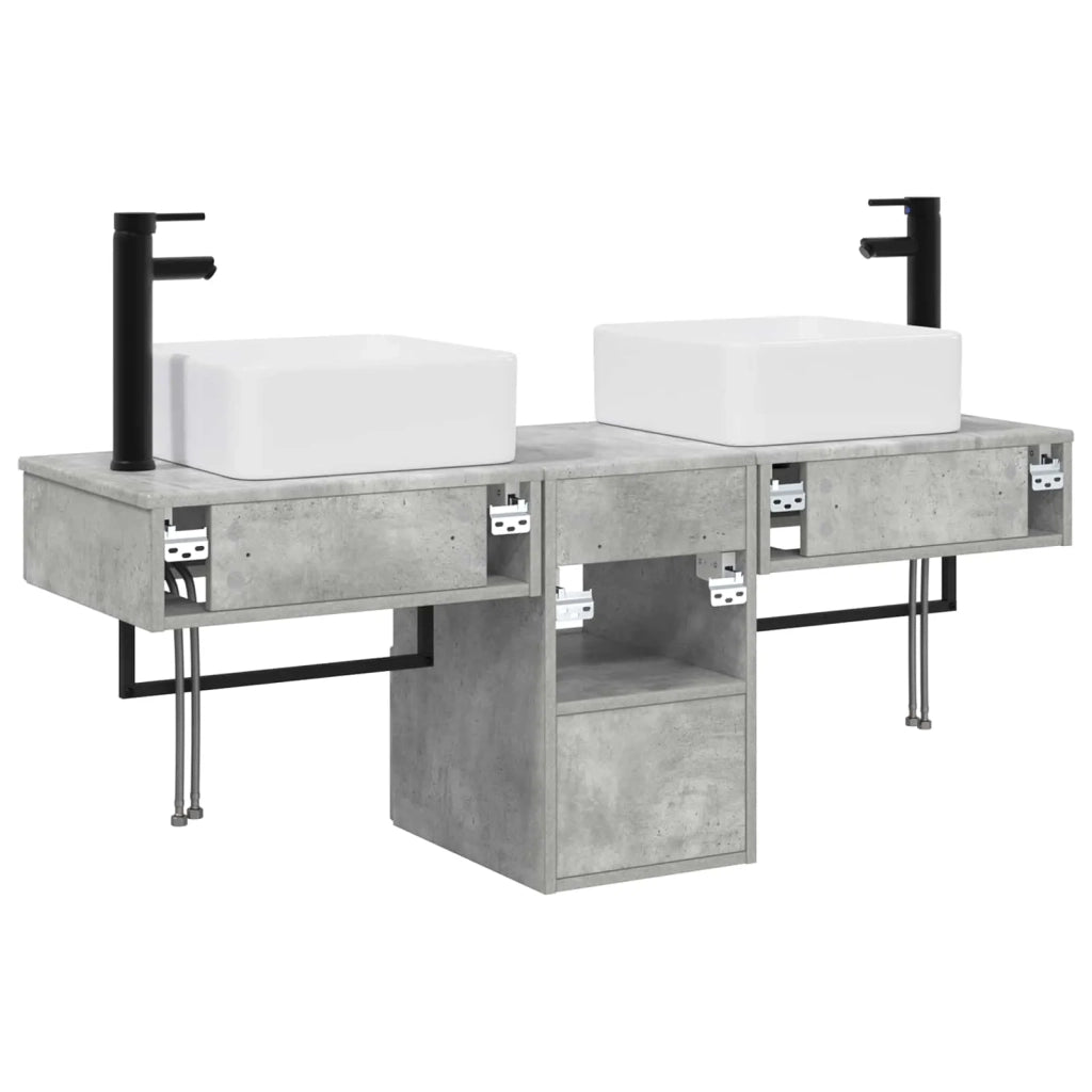 Set di mobili per il bagno 3 pz Grigio Cemento 3405600