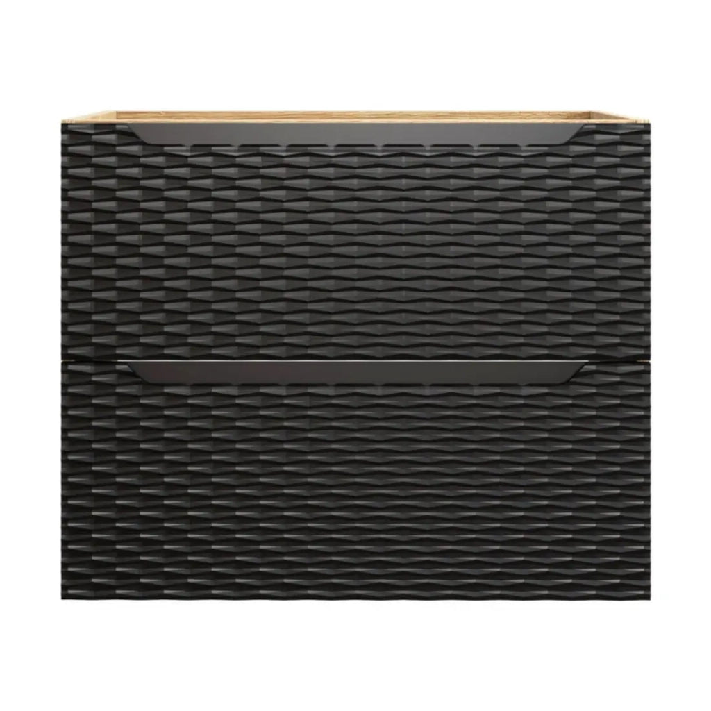 Mobile sottolavabo YOKA – 2 cassetti – Rovere chiaro e nero – L70 × P46 × H57 cm – Da appendere