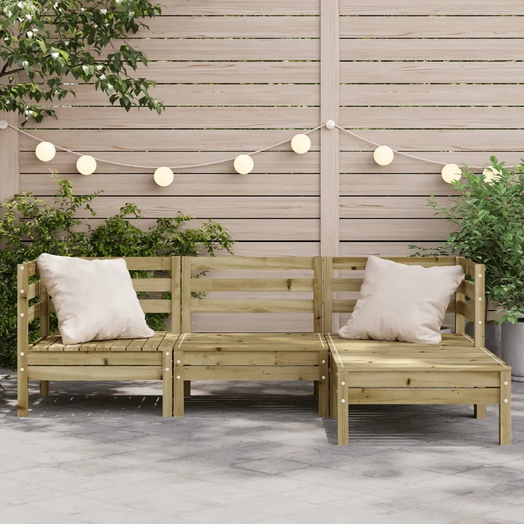 Divano da Giardino 3 Posti con Poggiapiedi Legno Massello Pino 838060