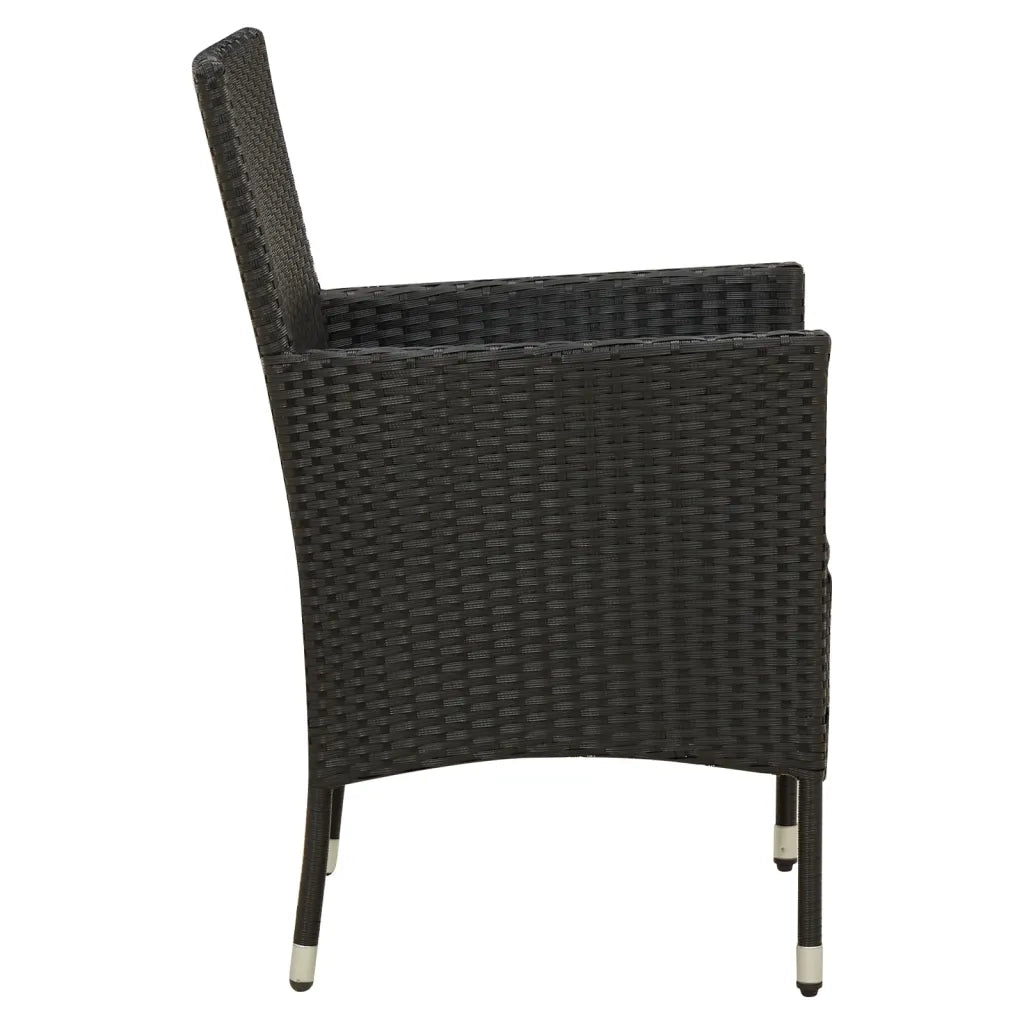 Set Mobili da Giardino 7 pz con Cuscini in Polyrattan Nero cod mxl 38552
