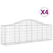 Set di 4 gabbioni ad arco per recinzione gabbia o muro di contenimento 200 x 30 x 60/80 cm ferro zincato argento 02_0041432