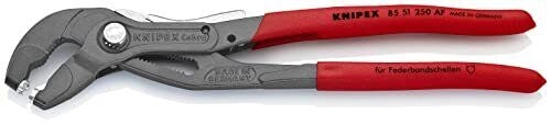 KNIPEX 85 51 250 AF Pinza per Fascette Elastiche con Fermo di Blocco Inserti Girevoli a 360° Microregolazione 19 Posizioni Testa Affusolata colore Grigio