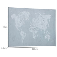 Stampa su Tela Mondo 120x90 cm in Legno di Pino Grigio e Bianco