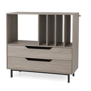 Supporto per giradischi con scomparto aperto 4 ripiani per vinili e 2 cassetti, Supporto Porta vinili retr¨° Grigio-Scaffali e librerie