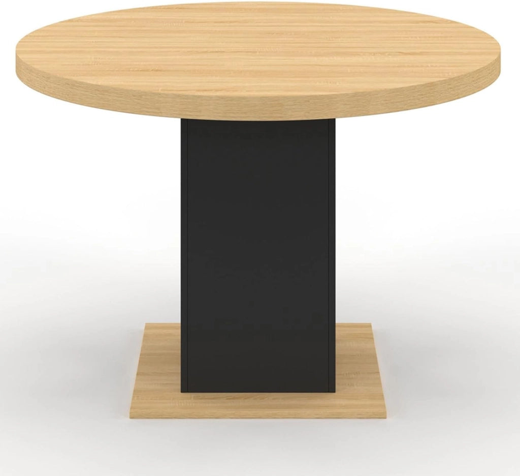 IDMarket - Tavolo da pranzo rotondo EDEN 6 persone in legno e nero 110 cm