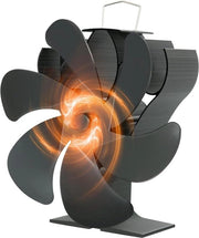 Ventilatore di camino a 6 pale con funzionamento silenzioso, alimentato da calore, per stufe a legna e camini a legna.