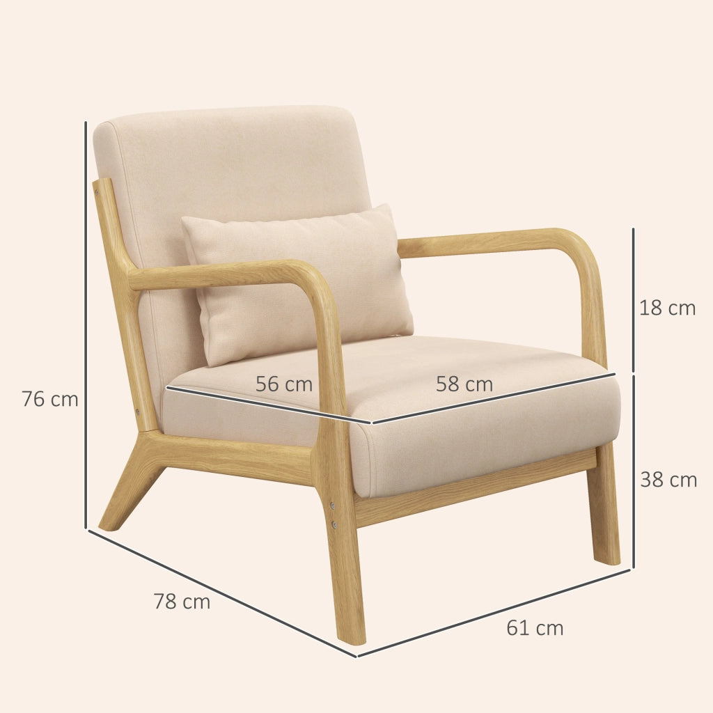 Poltrona relax ¨C Minimal ¨C velluto beige con struttura in legno
