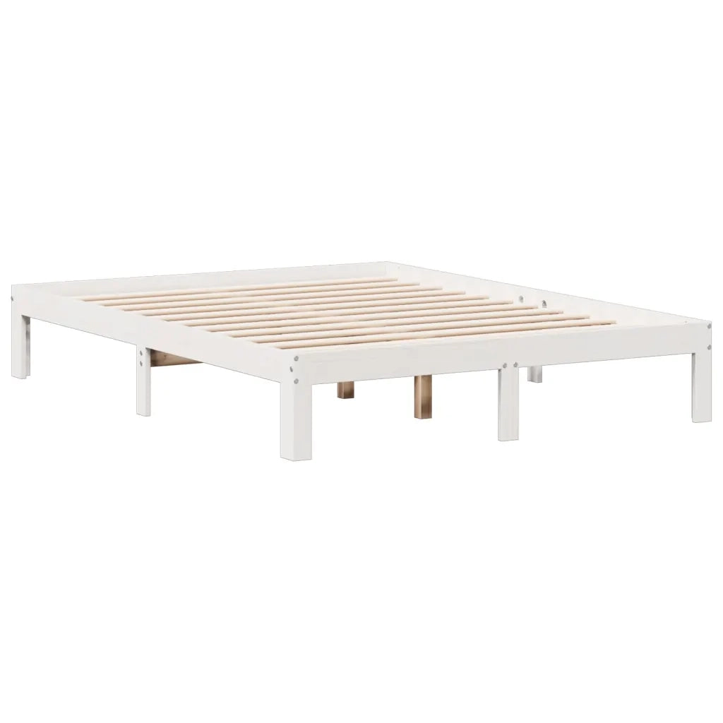 Letto Libreria senza Materasso-Struttura Letto con contenitore Bianco 160x200 cm Legno di Pino 751937