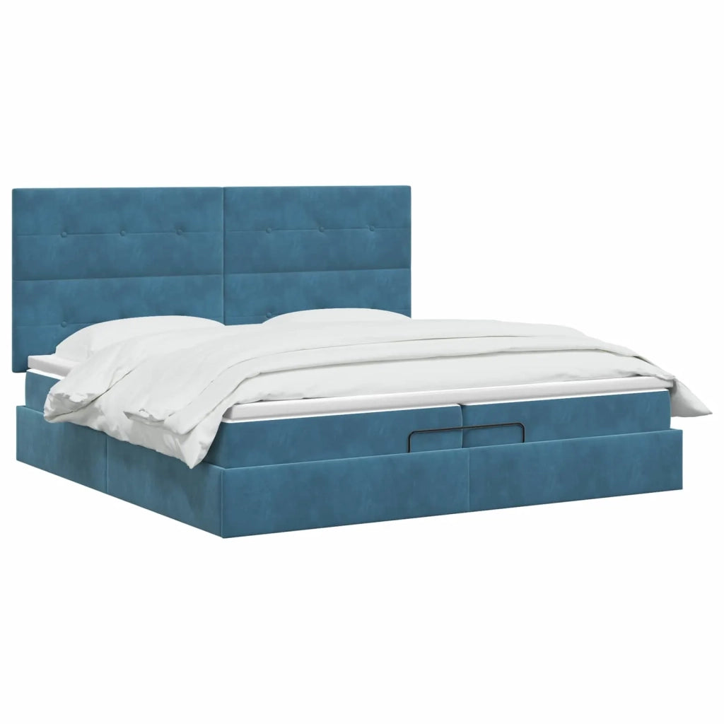 Letto Ottomano con Materasso e LED Blu scuro 200 x 200 cm 3458329