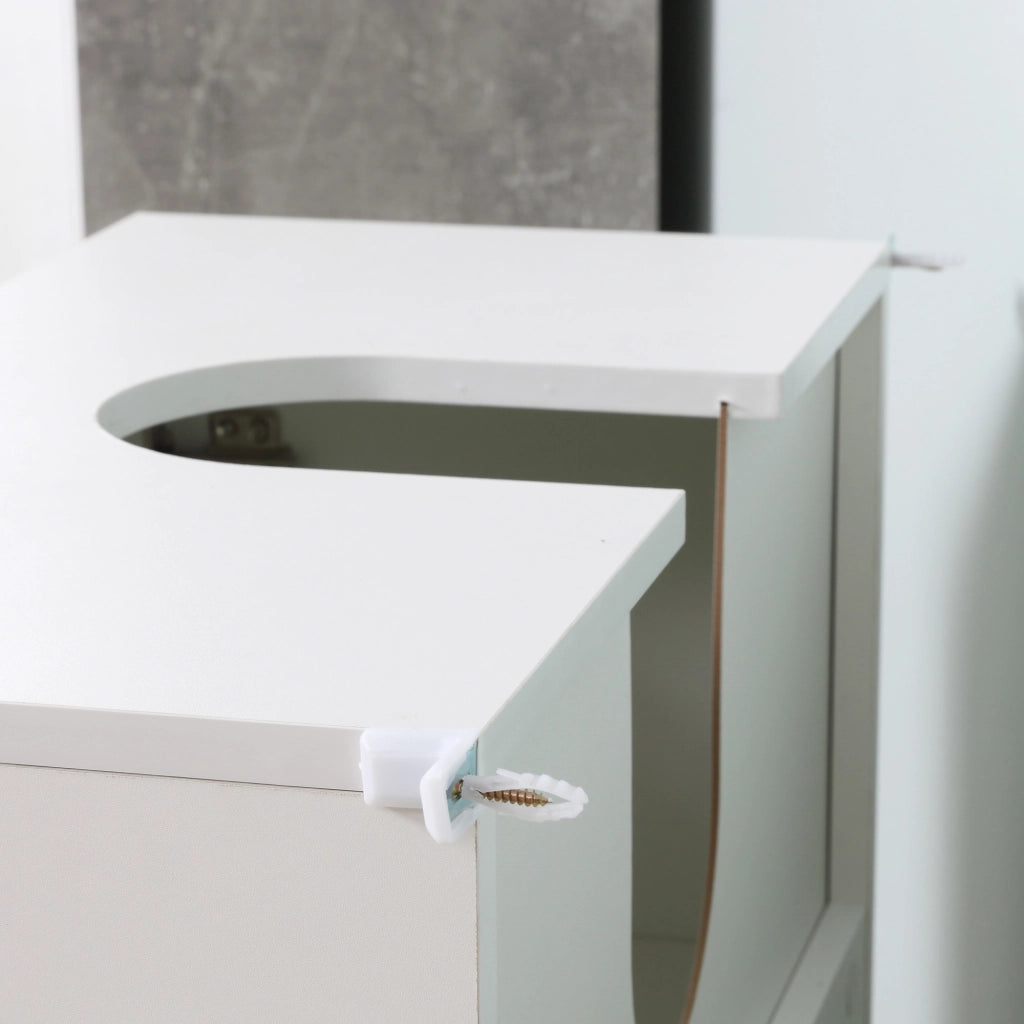 EasyComfort Mobile Sottolavabo per Bagno a 2 Ante, Armadietto Salvaspazio per Lavandino in Legno con Mensola Regolabile, Bianco Lucido