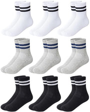Sokke per bambini - Comfortevoli - Duraturi - Cotone - Scarpe per sport - Pacchetto da 9 - Denti e tallone rinforzati - Sokke per sport