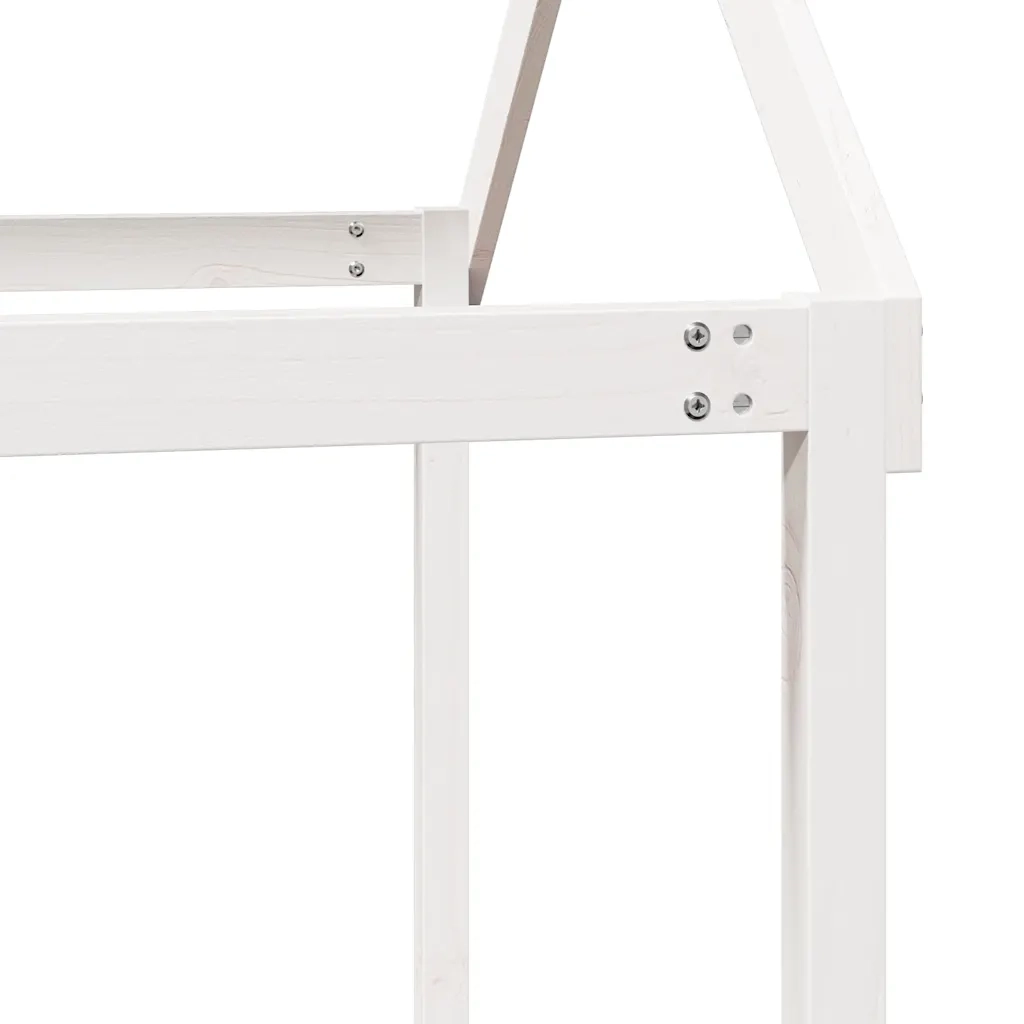 Tetto Letto Bambini Bianco 207x95,5x159 cm Legno Massello Pino