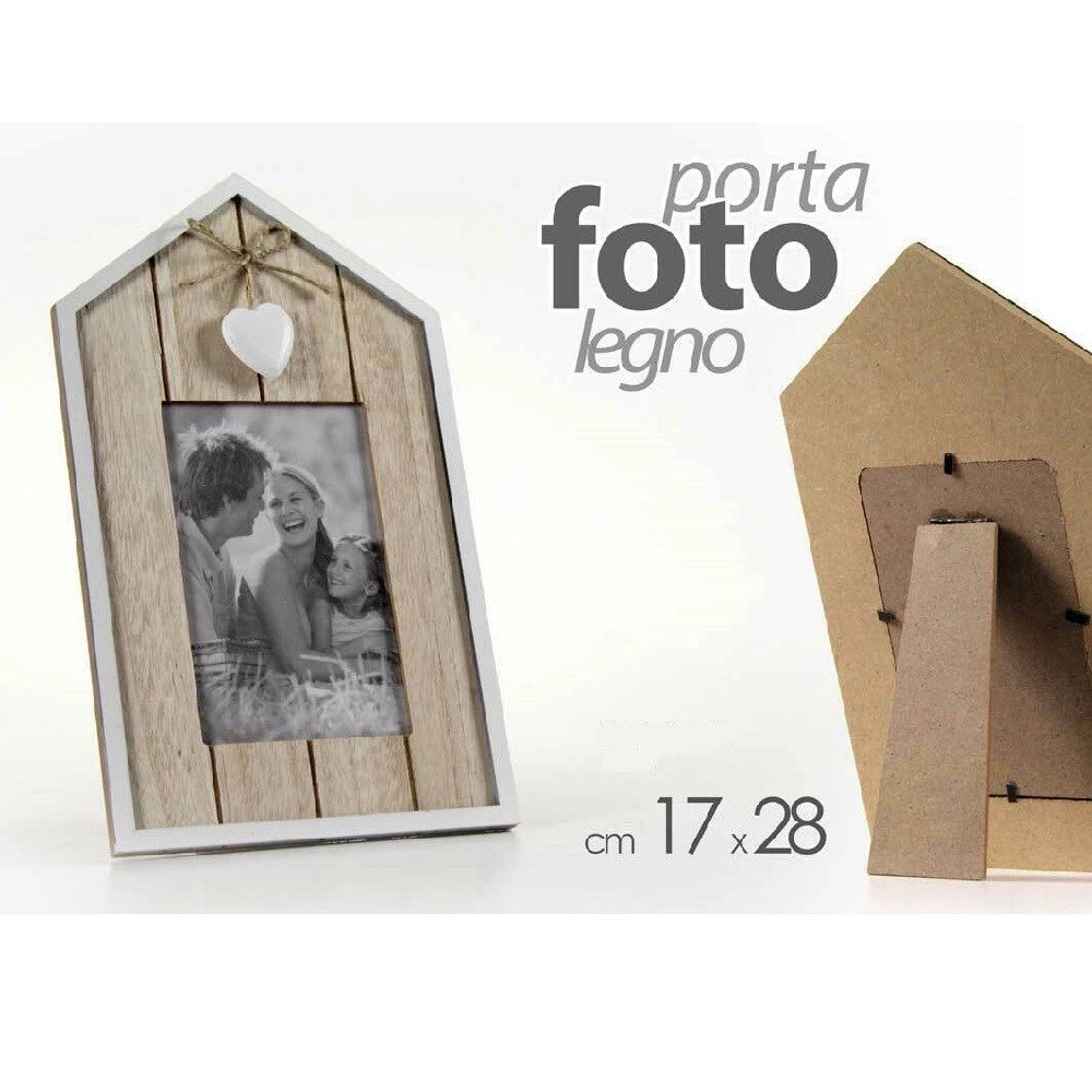 Trade Shop - Porta Foto Cornice Portafoto In Legno Decoro Cuore 17x28 Cm Da Appoggio 786372 -