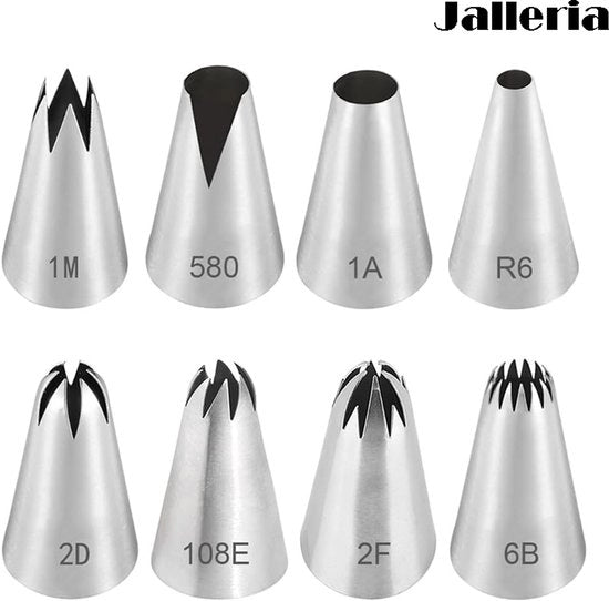 8 set di bocchette per spruzzare in acciaio inossidabile riciclabili, 8 grandi bocchette per spruzzare, adatte per decorare torte e dolci