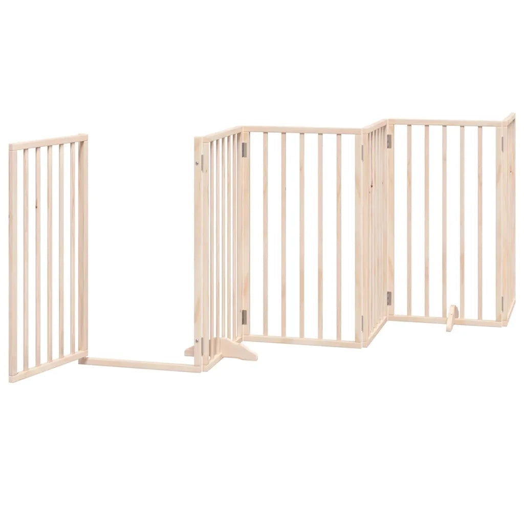 Cancello per Cani con Porta Pieghevole 9 Pannelli 450 cm Pioppo CFW8603731