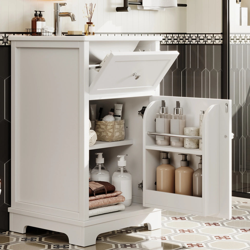 Mobile bagno con lavabo integrato 51x46x87 cm, MDF laccato, bianco