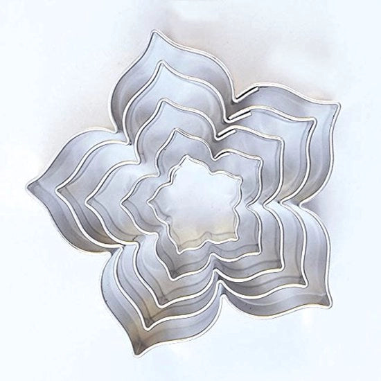 Set di 5 forme di biscotti a forma di fiore di loto, acciaio inossidabile, 15/25/35/45/55 mm